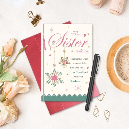 Sister Merry Christmas Card - Sister Edition with Red Envelope (8x5.3in) by hvdler