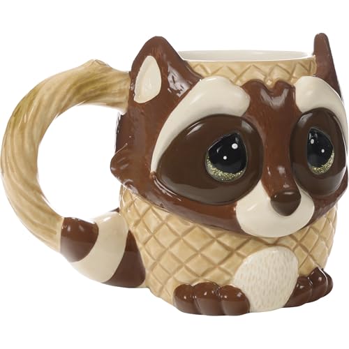 Precious Moments Hand-Painted Raccoon Mug - 13.5 oz Ceramic Christmas Gift