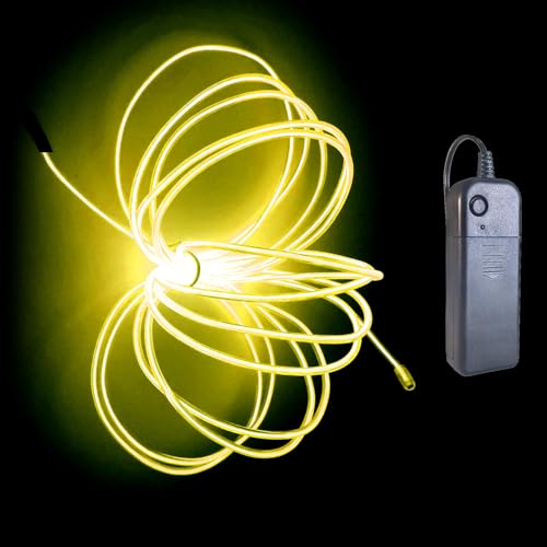 3m Flexible Yellow EL Wire Neon Light Strip with Battery Powered Controller