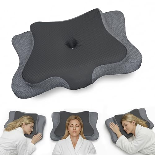 Cooling Memory Foam Neck Pillow – Ergonomic Cervical Support for Side & Back Sleepers