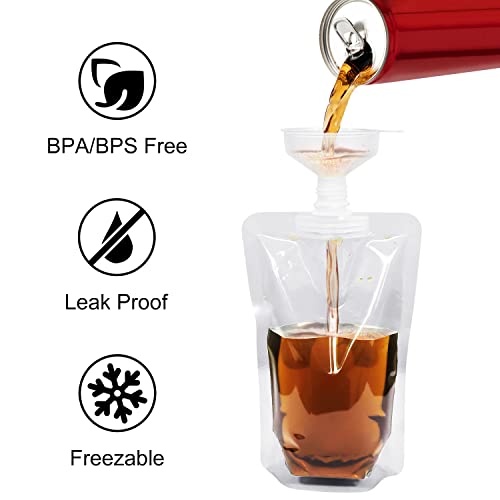Reusable Leak-Proof Liquid Pouches, 8oz BPA-Free Travel Juice Bags (10 Pack)