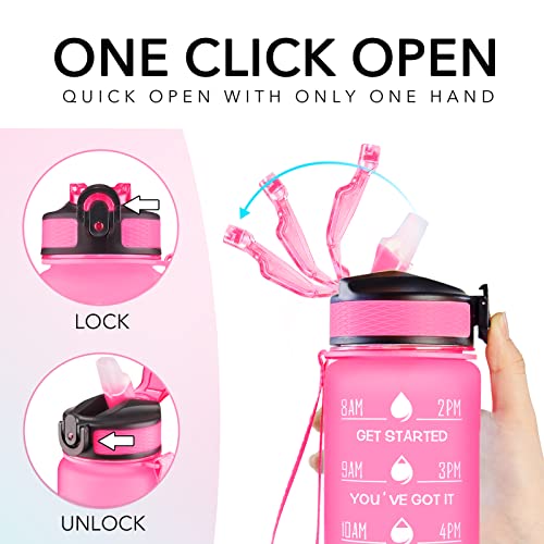 Motivational Water Bottle with Straw and Time Marker 32oz