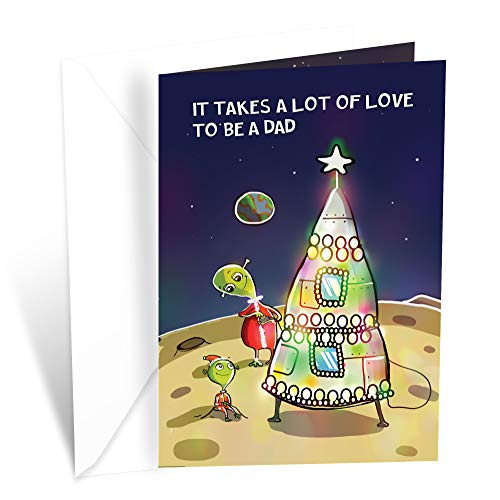 Prime Greetings Christmas Card for Dad Made in USA Eco-Friendly Thick Card Stock 5x7.75in with Premium Envelope - For Dad