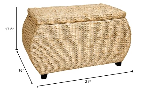 31-Inch Woven Rush Grass Storage Chest with Cotton Lining