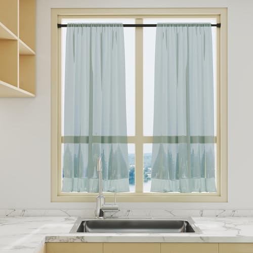 Black Spring Tension Curtain Rods 2-Pack, 28-48 Inch Adjustable No-Drill