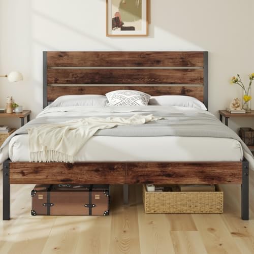 Queen Bed Frame with Headboard and Footboard, Noise-Free Metal Platform