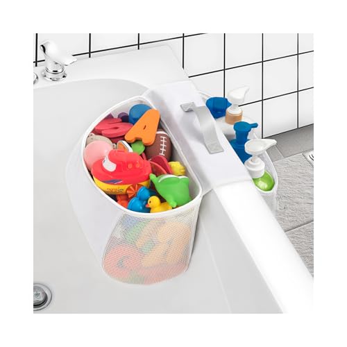 Saddle Mesh Bath Toy Organizer - 2 Compartment Tub Edge Storage Holder