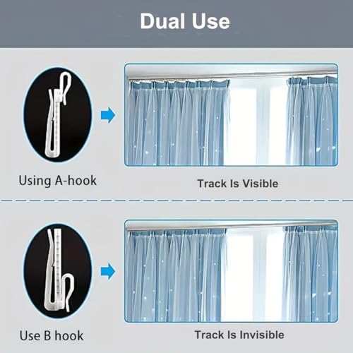 50-Pack Adjustable Pinch Pleat Curtain Hooks - Heavy Duty Plastic Drapery Pins