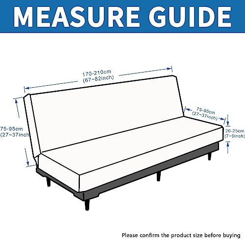 Stretch Futon Cover for Armless Sofa Bed - Light Gray, Anti-Slip