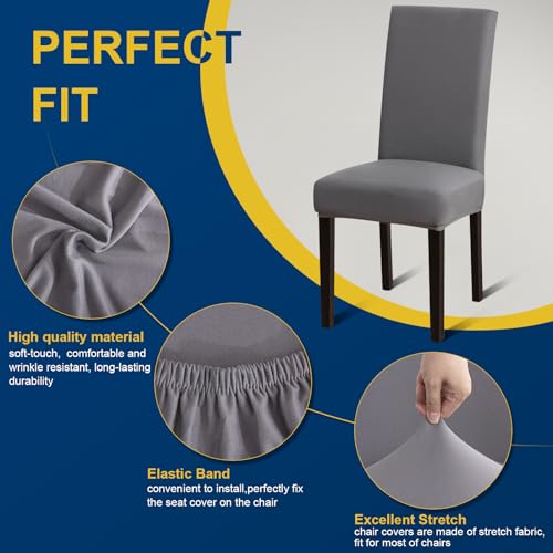 Stretch Dining Chair Covers Set of 6 - Removable & Washable