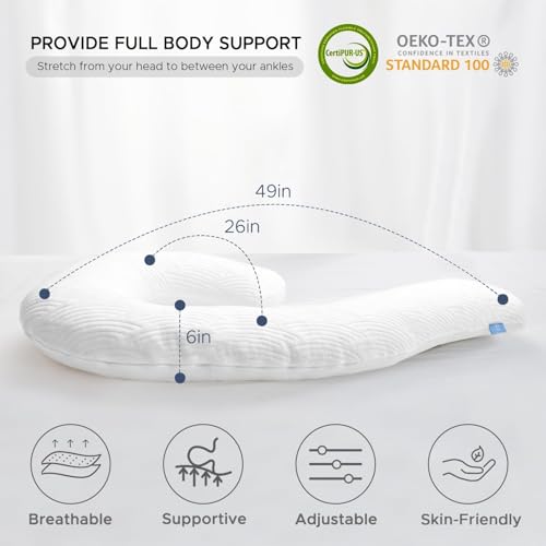 Swan Body Pillow for Adults - 49" Soft Memory Foam Support