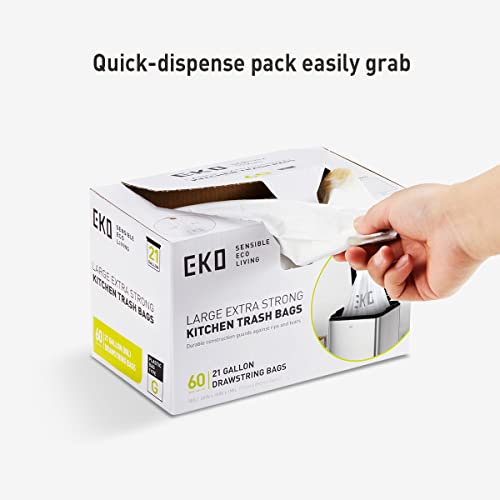 21 Gallon Extra-Strong Drawstring Trash Bags - 60 Count Roll, White