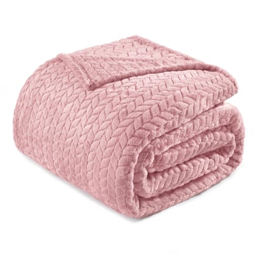 Cozy Fluffy Fleece Bed Blanket - Queen Size, 90"x90", Pink
