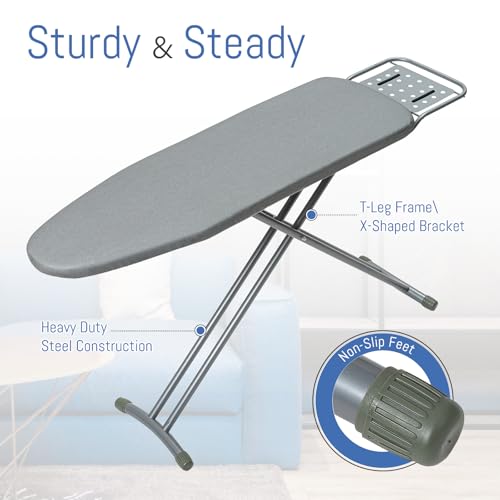 Full-Size Ironing Board with Iron Rest, Height-Adjustable & Thick Padding