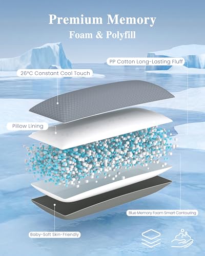 Cooling Body Pillow with Adjustable Blue Memory Foam - 20x54 Inch