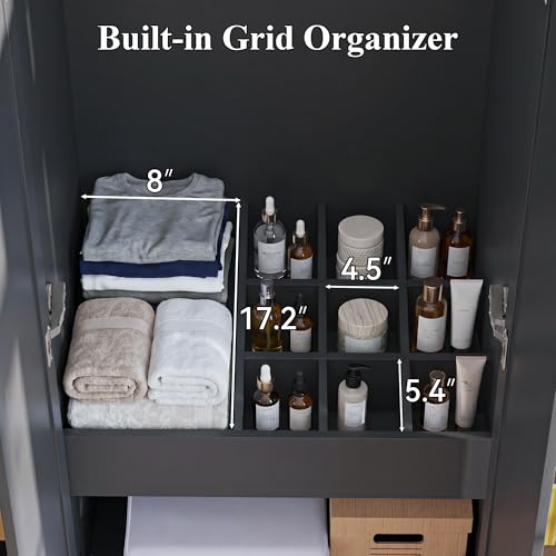 Modern Freestanding Wardrobe Closet with 2 Doors, 2 Drawers & Open Shelves