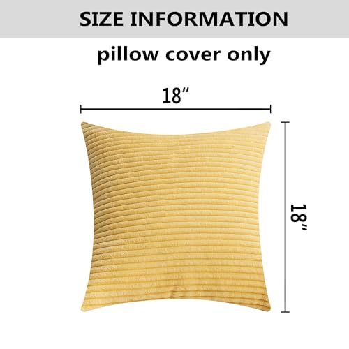 Home Brilliant Striped Corduroy Throw Pillow Covers - Set of 2, 18x18 Light Yellow