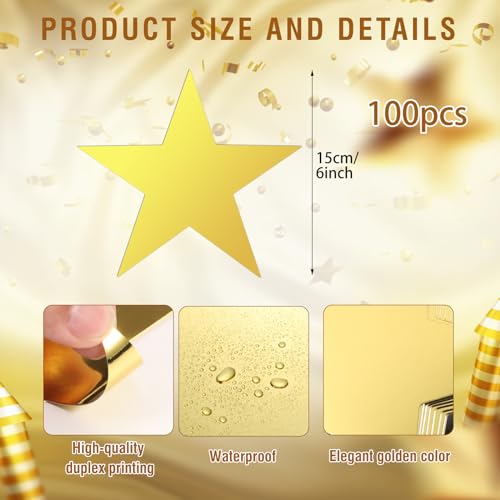 100 Pcs 6-Inch Gold Star Cutouts - Double-Sided Glitter Paper Stars