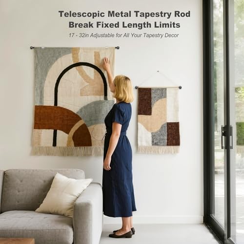 Adjustable Telescopic Tapestry Hanging Rod (17-32 Inch) - Wall Banner Hanger