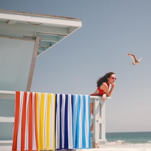LULUHOME Oversized 100% Cotton Beach Towel - 36x70 Striped Cabana Pool Towel