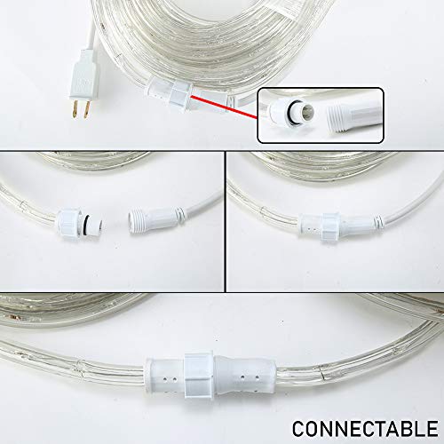 50ft LED Rope Lights, Waterproof Connectable White Lighting for Outdoor Patio