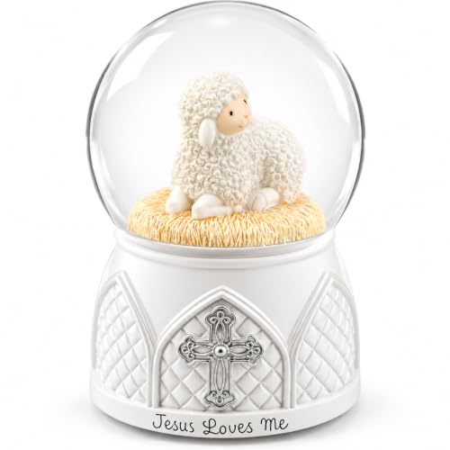 Jesus Loves Me Snow Globe with Musical Hymn | Religious Gift for Baptisms & Easter
