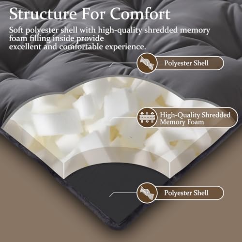 Twin Size Japanese Futon Mattress, 3-Inch Foldable Memory Foam Floor Mat