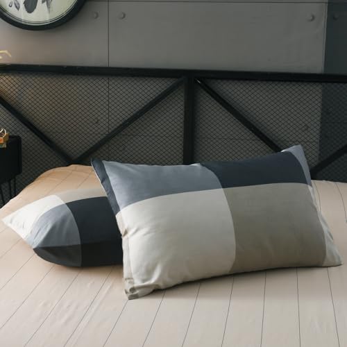 Geometric Checkered Plaid Comforter Set - Soft All-Season Full Bedding