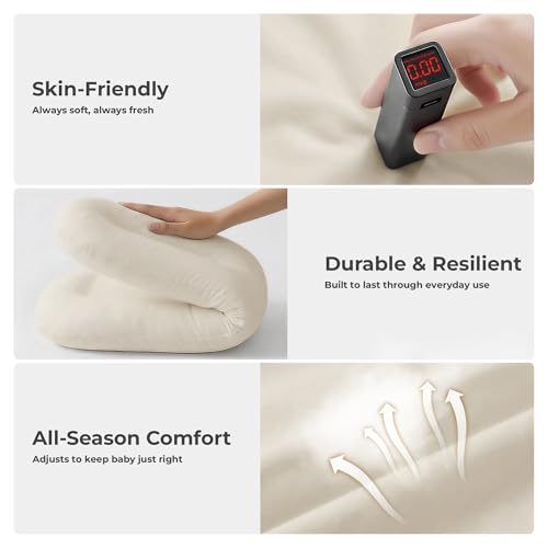 Breathable Cotton Infant Support Cushion for Tummy Time, 0-24M - Cream