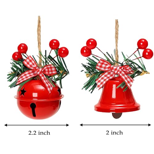 2.2-Inch Decorative Metal Jingle Bells for Christmas Ornaments, Set of 6