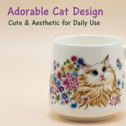 HAFTOLYR Ceramic Tea Mug with Infuser & Lid, 400ml Colorful Porcelain Cup