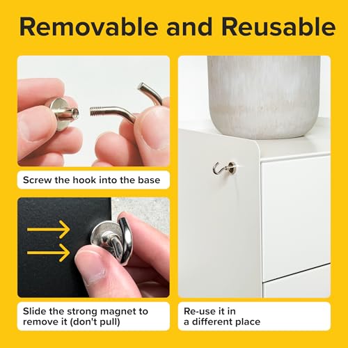 Heavy Duty Magnetic Hooks 27lbs - 6 Pack Neodymium Rare Earth Magnets