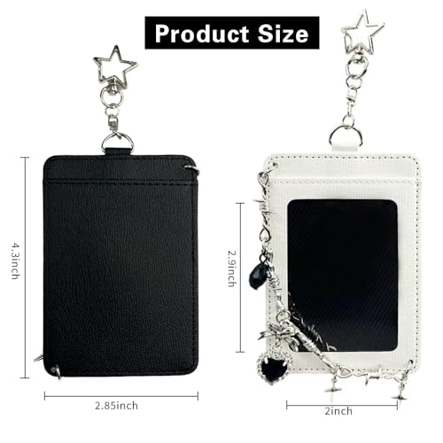 Punk Style Photocard Holder Keychain with Charms, 2-Piece Set