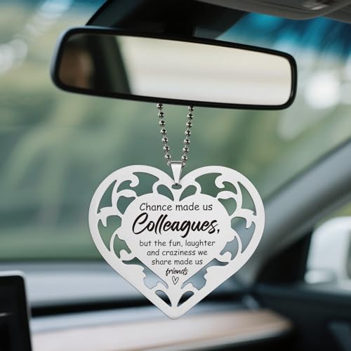 Heart Coworker Gift Ornament for Car Rearview Mirror - Friendship Keepsake