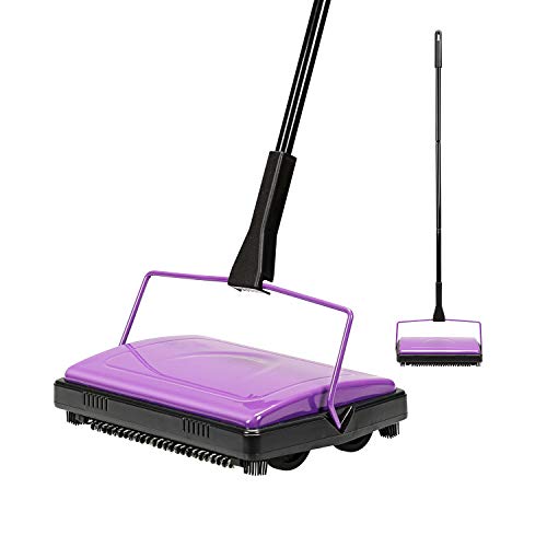 Yocada Manual Carpet Sweeper - Lightweight Hand Push Cleaner for Pet Hair & Dust