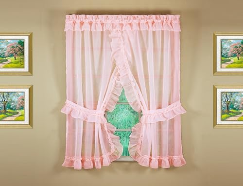 Emelia Priscilla Sheer Curtain Set - 60" W x 63" L, Rose