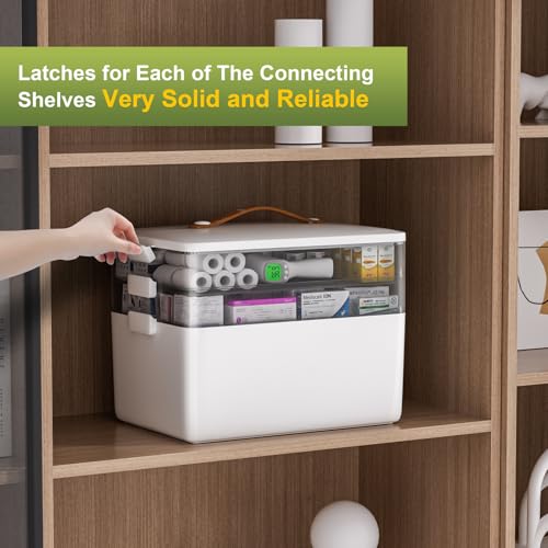 3-Tier Portable Medicine Storage Box, First Aid Organizer with Handle