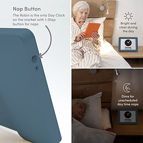 Robin Day Clock 2026 Winter Day - 8-Inch Digital Calendar & Talking Alarm for Seniors