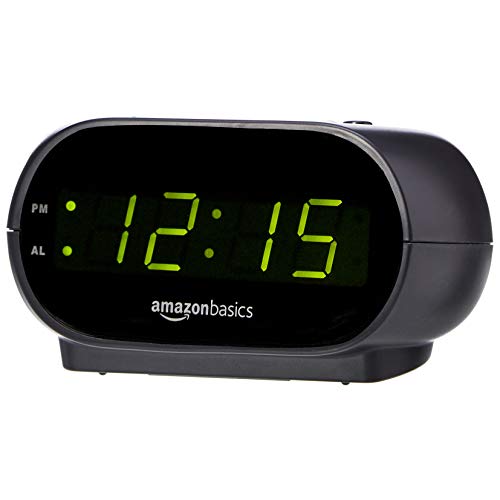 Amazon Basics Small Digital Alarm Clock with LED Display & Nightlight