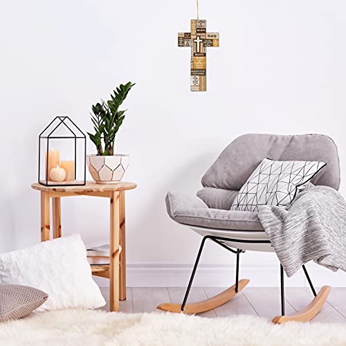 Rustic Wooden Cross Wall Decor, 10.6-Inch Inspirational Religious Sign