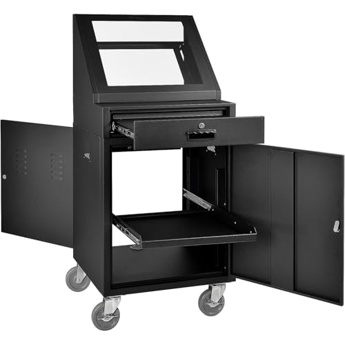Mobile Industrial Computer Cabinet with LCD Monitor Mount, 55-inch Height