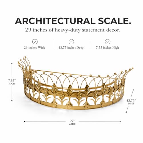Decorative Gold Metal Canopy Crown Wall Mounted Accent - 29 Inch