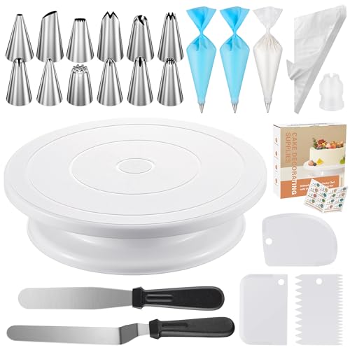 71-Piece Cake Decorating Kit - Rotating Turntable, Piping Tips & Bags