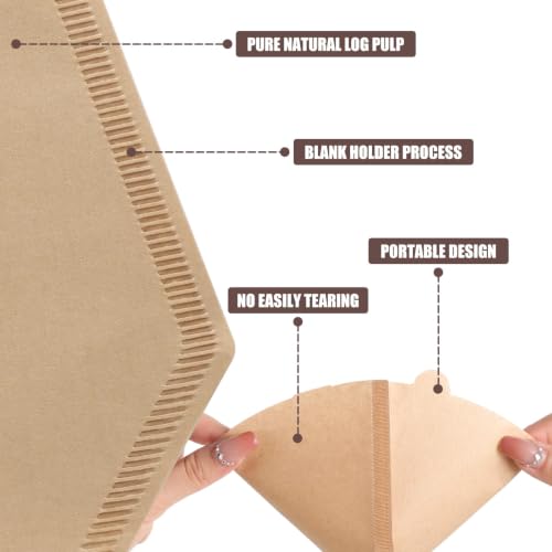 #4 Cone Coffee Filters, 8-12 Cup Unbleached Natural Wood Pulp Paper (200 Pack)