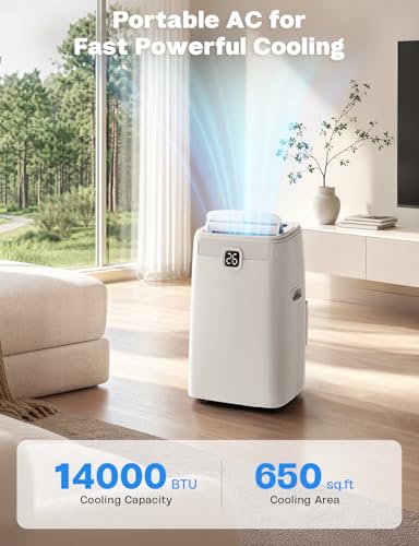 14,000 BTU Portable Air Conditioner 3-in-1 AC Unit for Rooms Up to 650 Sq. Ft