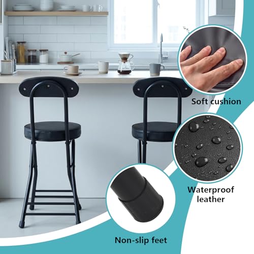 18-Inch Padded Folding Stool - Heavy Duty Portable Chair with 300lbs Capacity