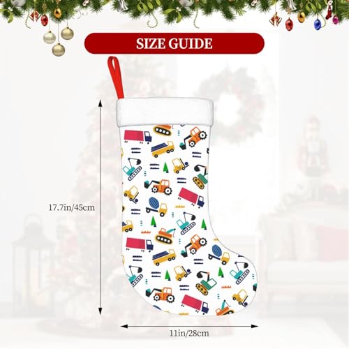 Personalized Christmas Stockings with Cute Building Truck Design - 18 Inch Kids Holiday Gift