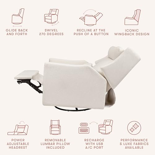 Electric Nursery Glider Recliner with Power Headrest and USB Port