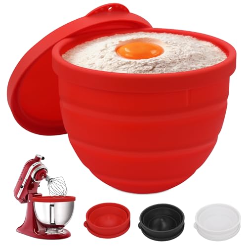 3-Piece Foldable Silicone Mixing Bowl Liners for 5QT Tilt-Head Stand Mixers