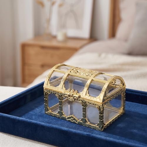 Transparent Pirate Treasure Chest Boxes, 2-Piece Mini Jewelry Organizers
